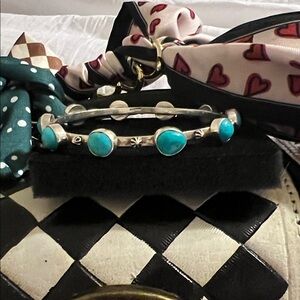 Turquoise Stone Silver Bangle